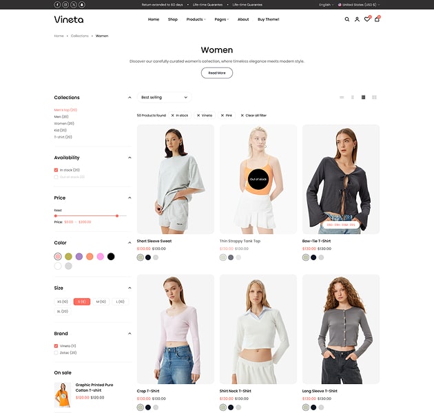 Vineta’s web development project screenshot